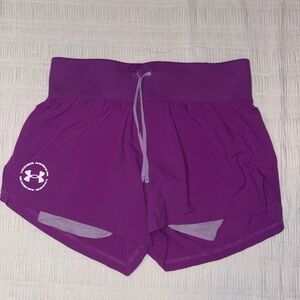 Under Armour Women's Purple Running Shorts with Built-in Liner